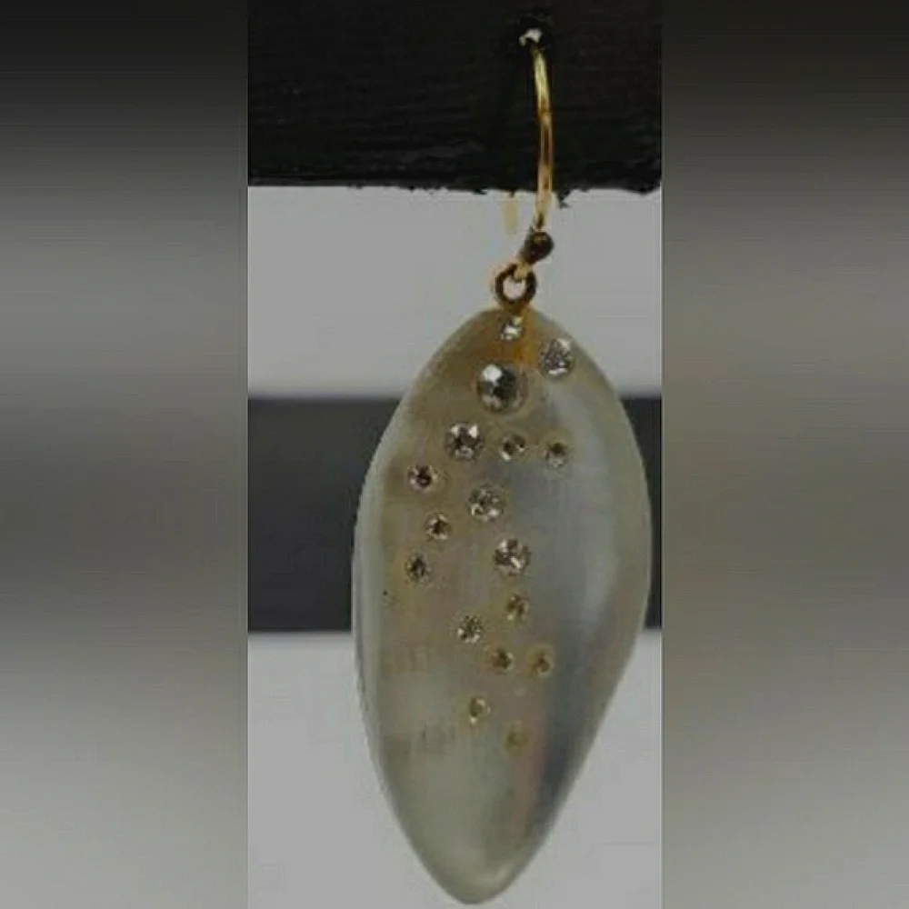 Alexis Bittar Champagne Lucite and Crystal Drop Earrings - Picture 6 of 10